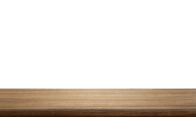 empty wooden table front view isolated on white background.