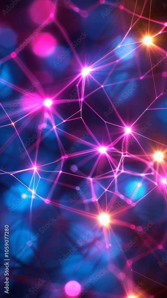 Poster a dynamic fusion of sharp, luminous lines weaving a vibrant tapestry representing a futuristic lands