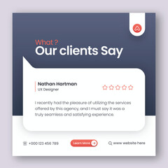 Customer feedback testimonial social media post web banner template	
