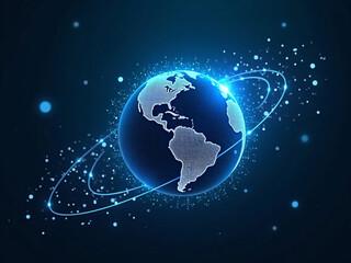 Fototapeta premium Digital world globe, concept of global network