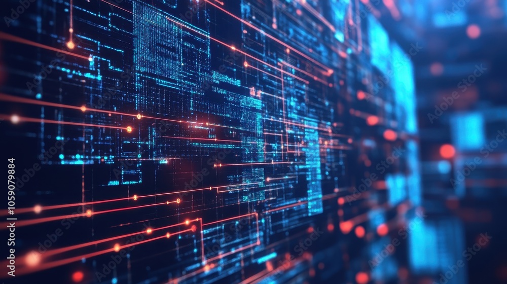 Aufkleber digital network visualization: a futuristic abstract background
