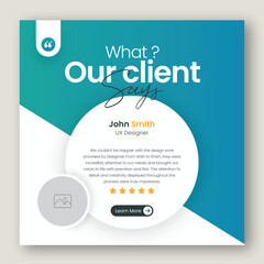 Customer feedback testimonial social media post web banner template	
