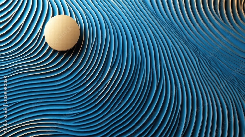 Poster bright blue gradient background with curved line patterns and circular shapes, subtly framing a text