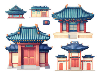 Traditional Asian Architecture with Colorful Roof Design