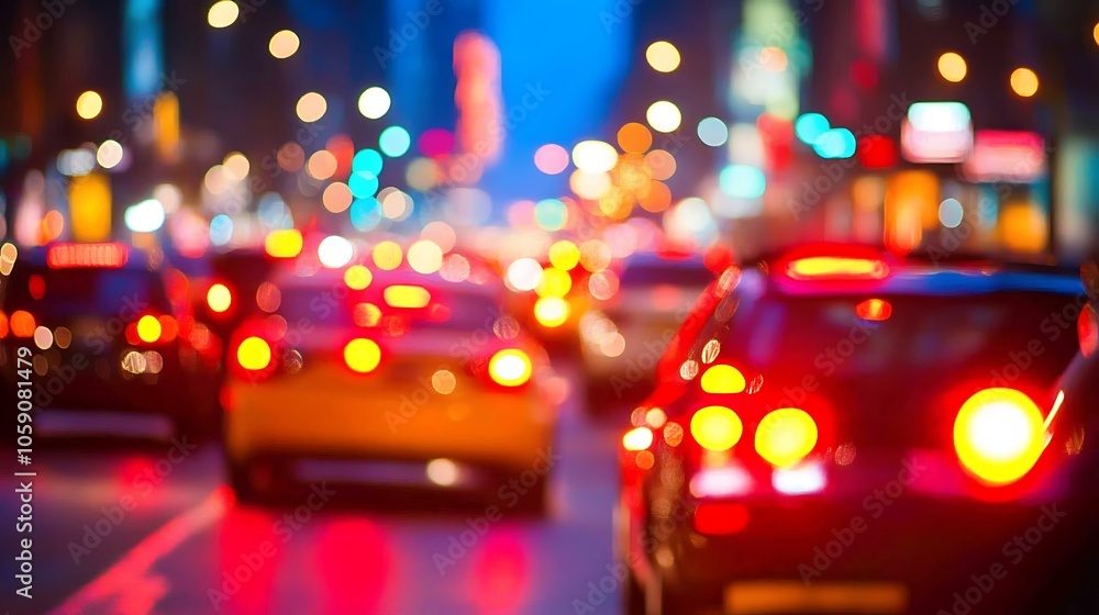 Poster blurred city lights traffic subtle blur background with space for custom text