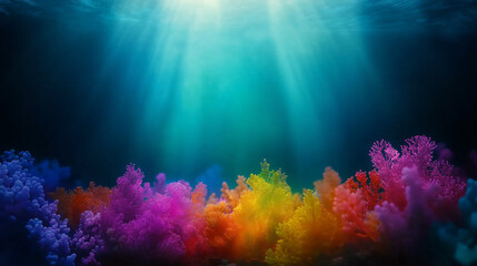 Fototapeta premium Colorful Coral Reef Alive with Neon Fish and Corals