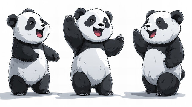 funny comic panda stickers collection