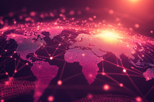 world map image exploring the interconnected global network of technology and communication - Powered by Adobe