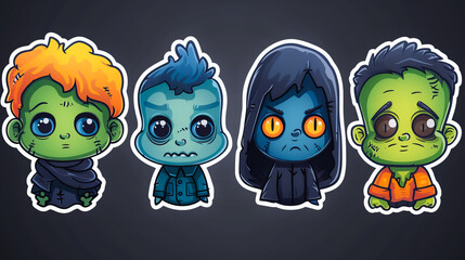 Obraz premium cute frankenstein stickers collection