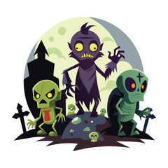 graveyard ghouls on white background