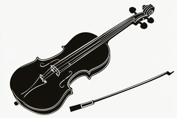 Obraz premium Black silhouette of a violin on a white background.