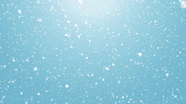 Calm falling snow flakes winter background. 4K seamless looping Christmas light background	