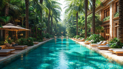 Fototapeta premium Vacation by the Pool. Tropical Oasis
