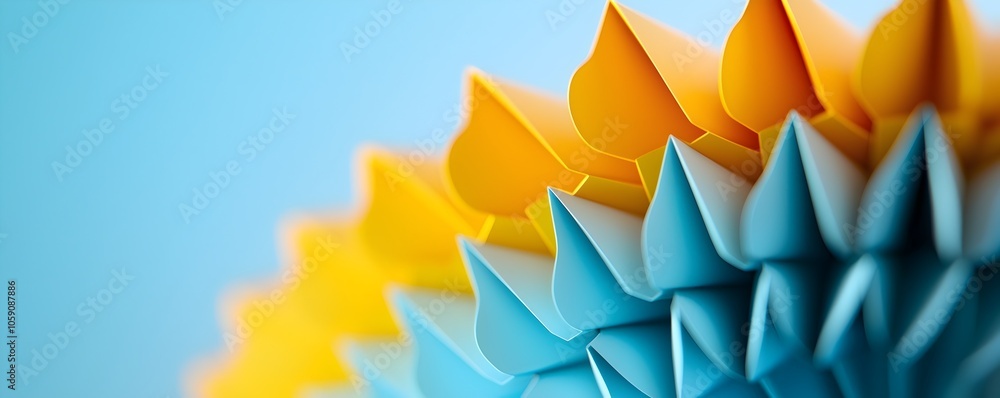 Poster elegant ornate folded paper design - rich saturation and vibrant depth with symmetrical patterns for