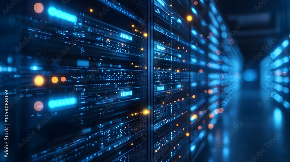 Poster server room data center technology network hardware infrastructure