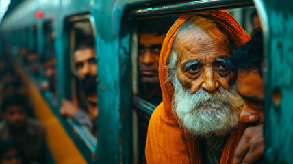 Fototapeta premium Overcrowded Train at Peak Hour