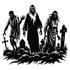 graveyard ghouls on white background