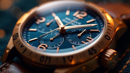 Fototapeta premium Close-Up of High-End Wristwatch with Luxurious Ambient Lighting