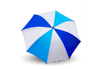 white and blue umbrella isolated on white background. This has clipping path