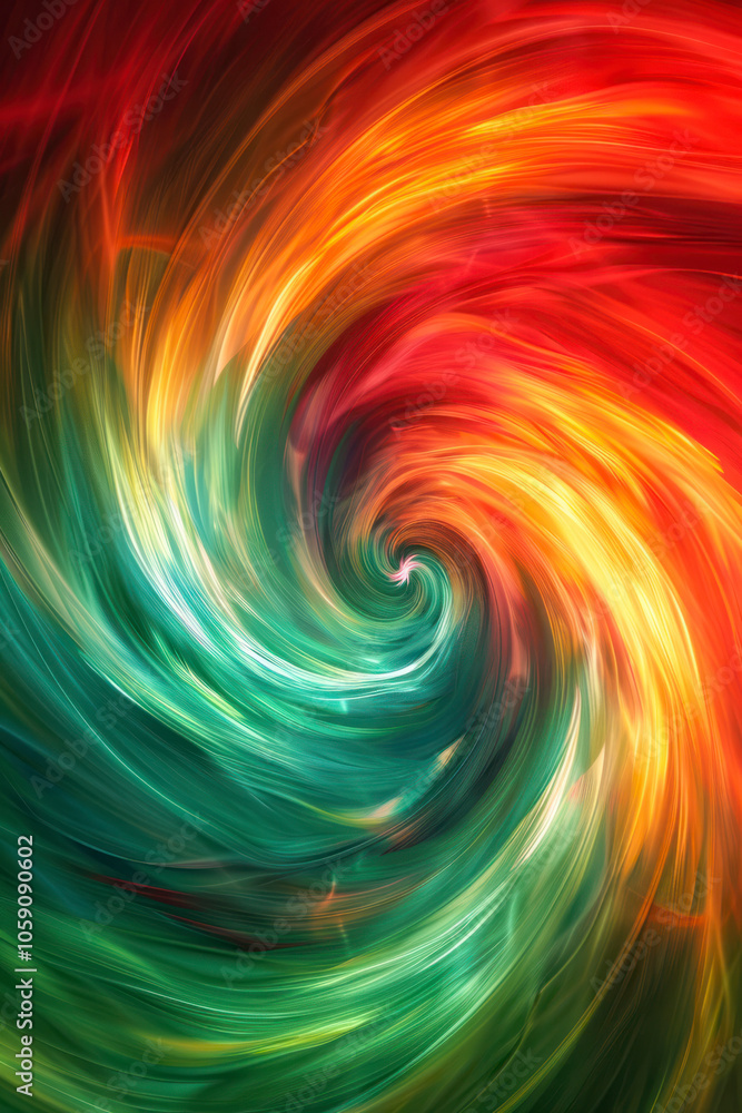 Poster vertical dynamic swirls of color against a dynamic linear gradient background.