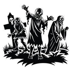 graveyard ghouls on white background
