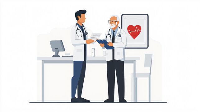 Senior Doctor Mentoring Junior Doctor in Medical Report Review for Patient Care