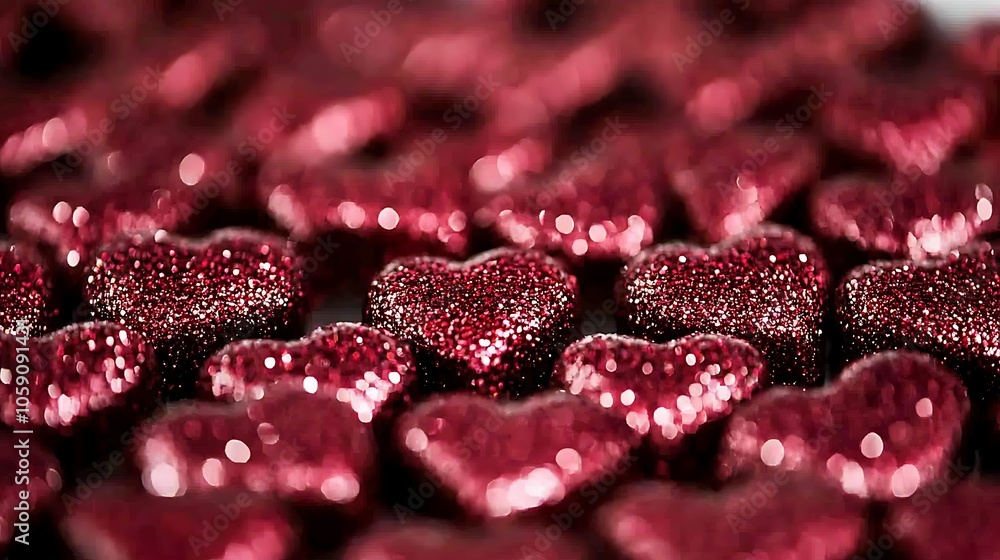 Poster red glitter hearts background blank background with copy space for design projects