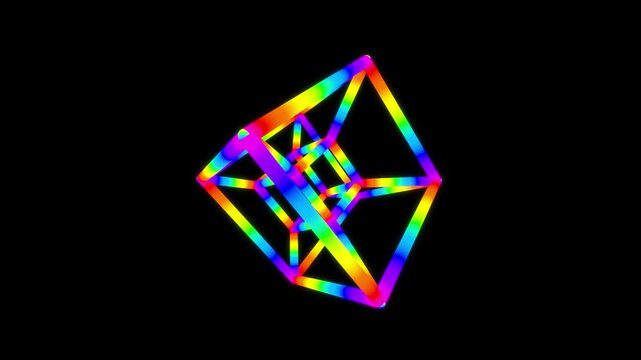 looped 3d animation cube in the 4th dimension tesseract