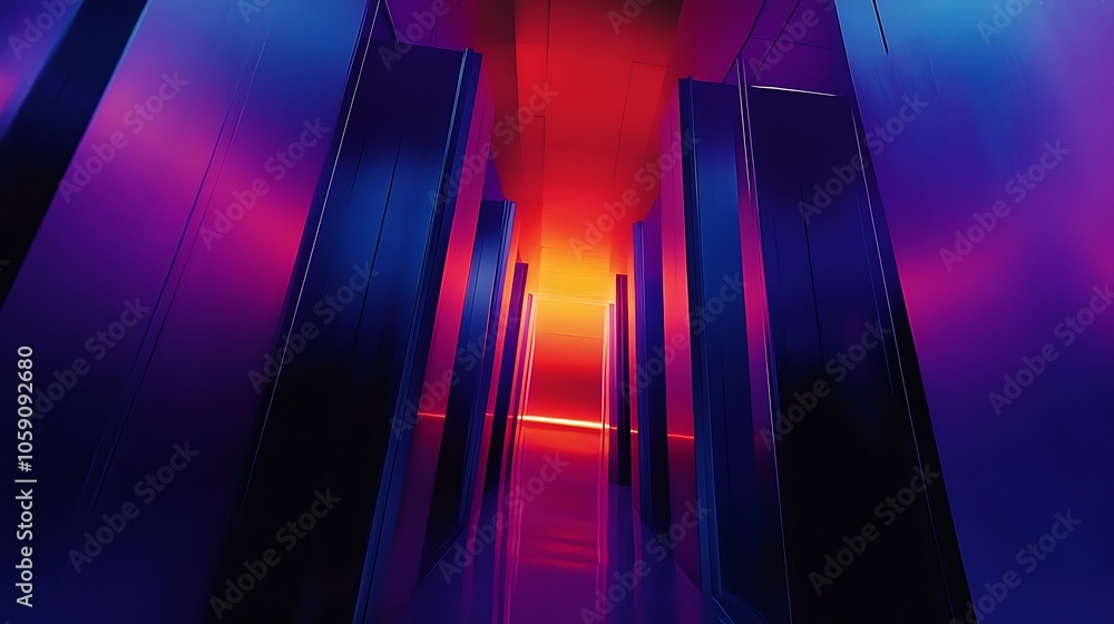 Poster Abstract Colorful Neon Lights Pathway Plain Textured Background for Web Design and Copy