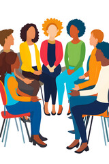 Obraz premium Group Therapy Session Illustration with Diverse Participants