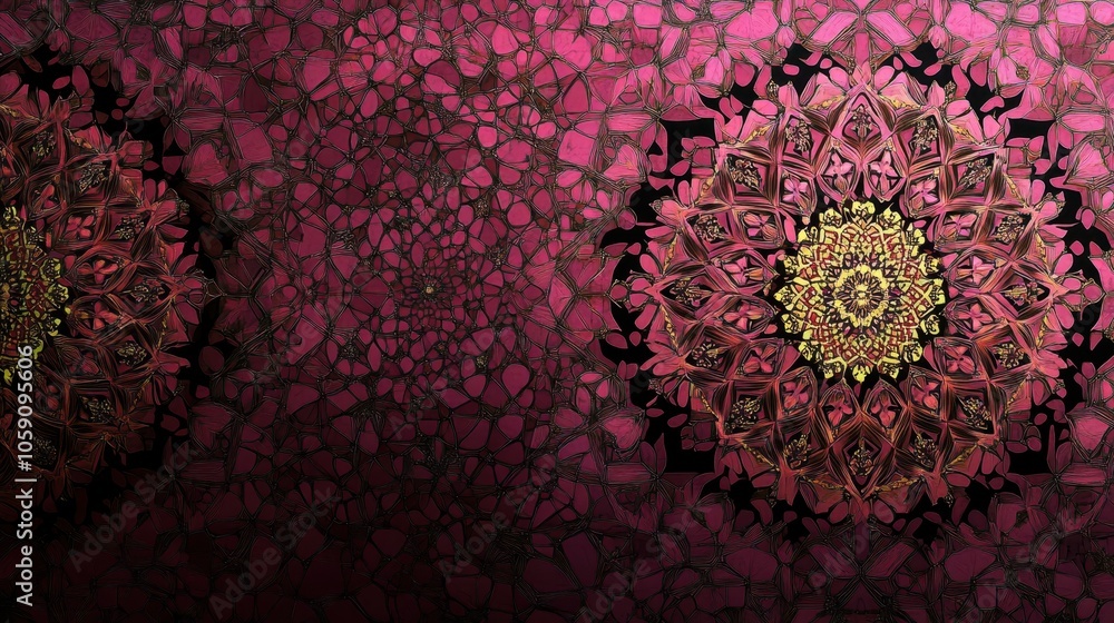 Fototapete deep purple background with a series of geometric patterns, including diamonds and hexagons, forming