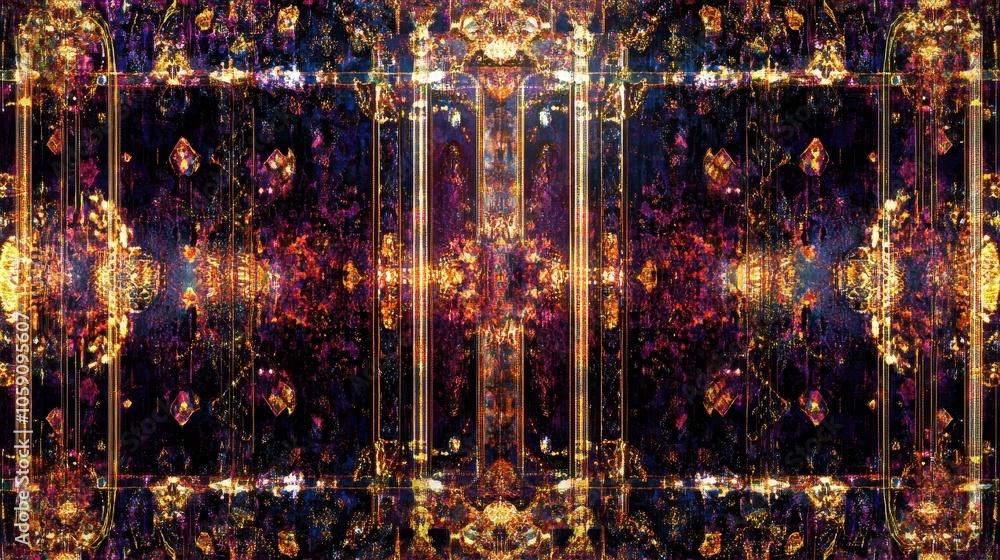 Fototapete deep purple background with a series of geometric patterns, including diamonds and hexagons, forming