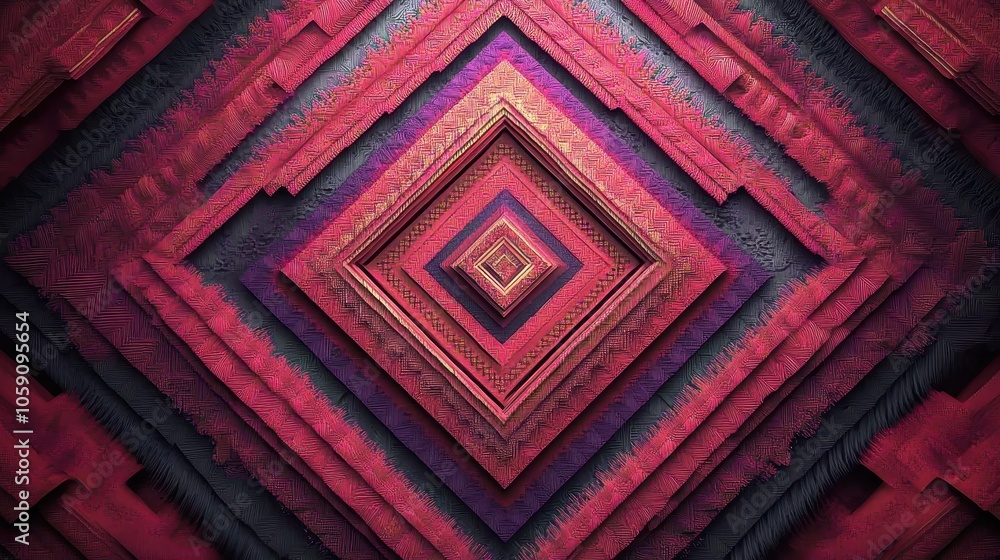 Fototapete deep purple background with a series of geometric patterns, including diamonds and hexagons, forming