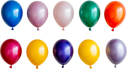 Colorful balloons on transparent background, festive celebration concept