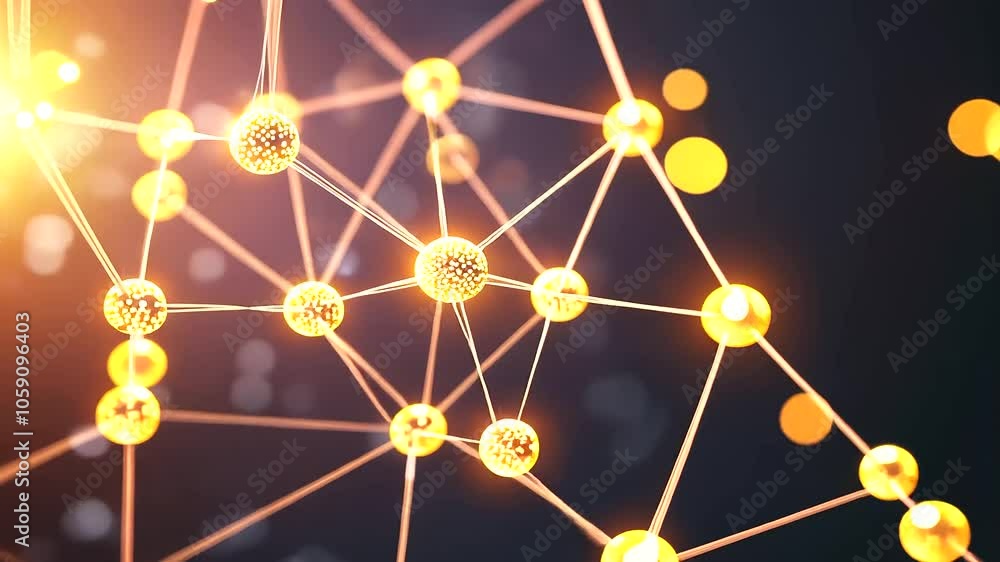 Aufkleber 3d molecular structure with glowing nodes on dark background