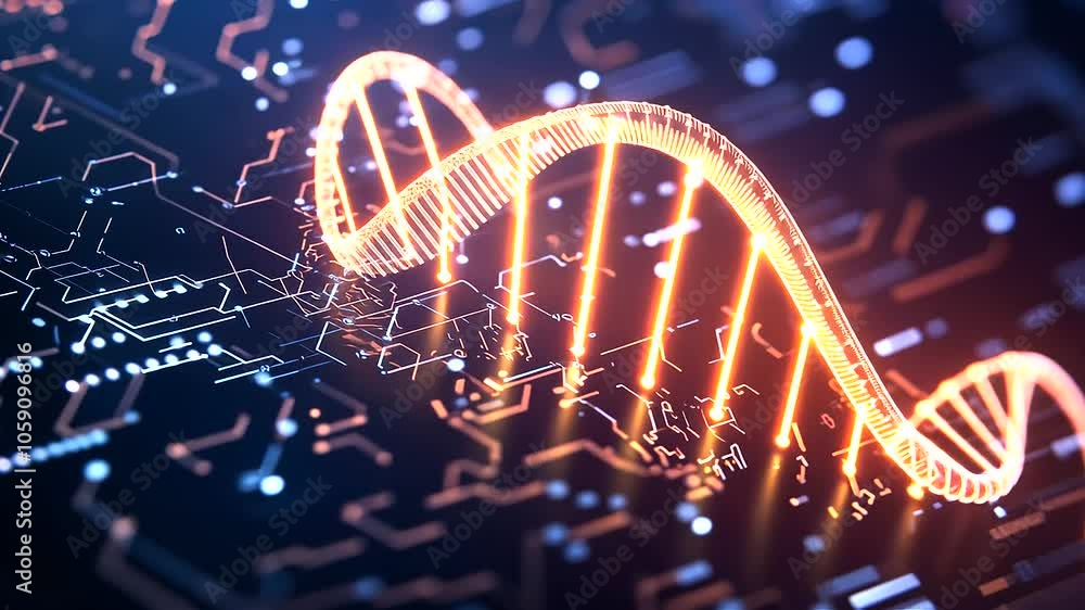 Aufkleber abstract dna technology with artificial intelligence elements