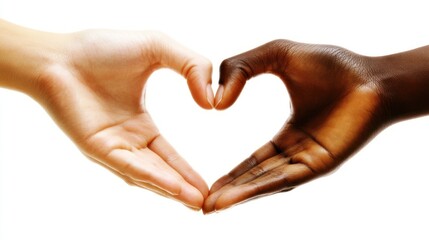 Fototapeta premium Two hands of diverse people symbolizing connection here.