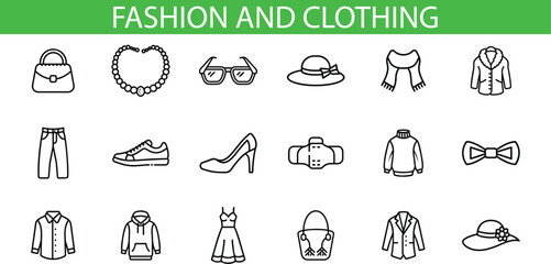 Fashion and Clothing Icons Accessories, Apparel, Style