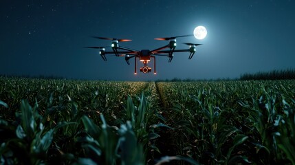 Night Drone Survey of Cornfield