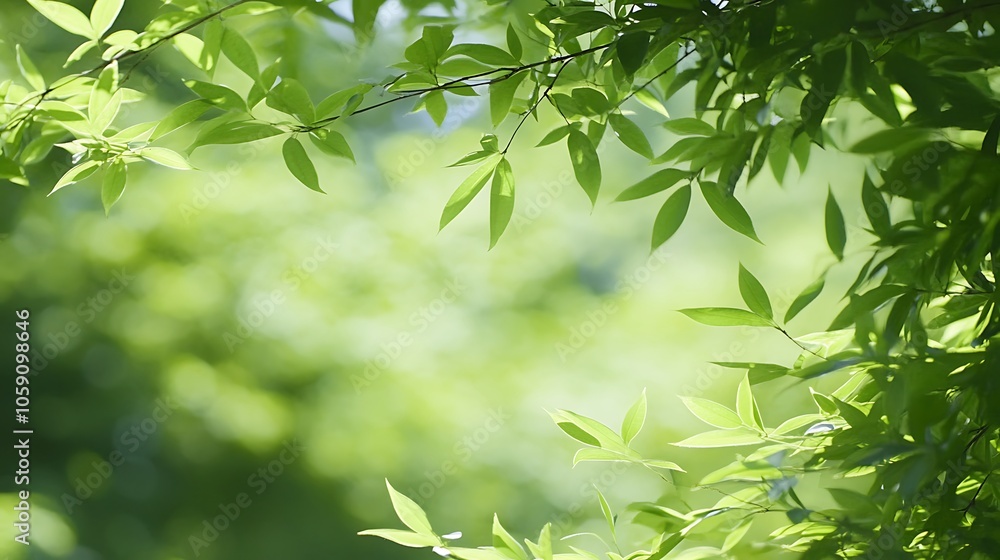 Aufkleber green leaves background abstract gradient background with copy space