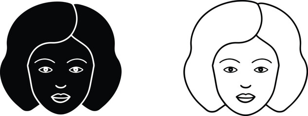 Woman's Face Outline Black White Icon