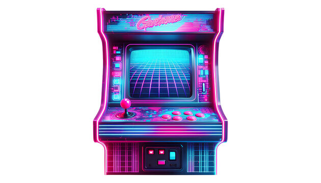 Retro Arcade Machine with Neon Lighting Vibes