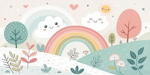 minimalist cute cartoon funny background