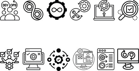 DevOps methodology and software development icon collection