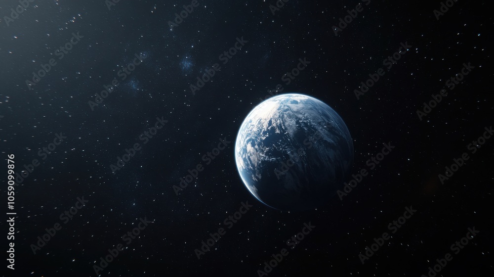 Poster astronaut floating in deep space with earth below