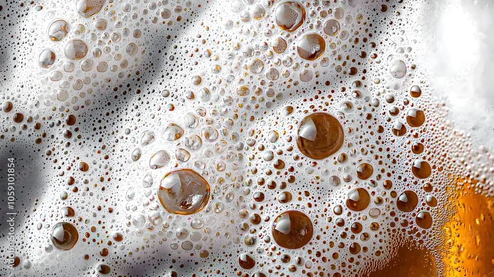 Poster Mesmerizing Macro Photograph Captures the Intricate Bubble Patterns and Swirling Textures of a Beer s Foamy Surface Showcasing the Captivating Beauty and Complexity of this Everyday Fluid