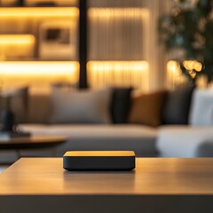 product display podium in a modern living room. product display