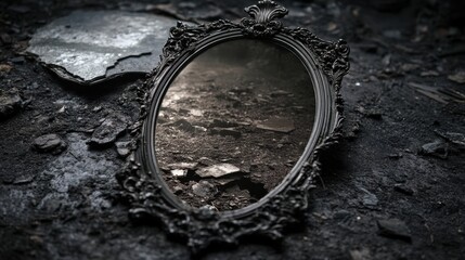 Antique Mirror in a Dark and Gritty Setting
