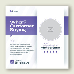 Customer feedback testimonial social media post web banner template	