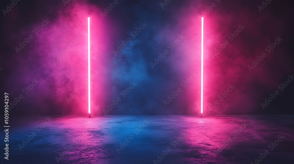 Poster pink neon light abstract background blank background with copy space for design projects